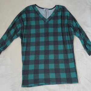 Medium Crazy Train Blue Plaid Top